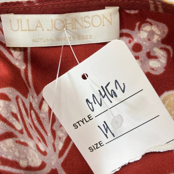 NEW Ulla Johnson Alma Asymmetric Ruched Silk Dress In Anemone Size 14 - Picture 8 of 10